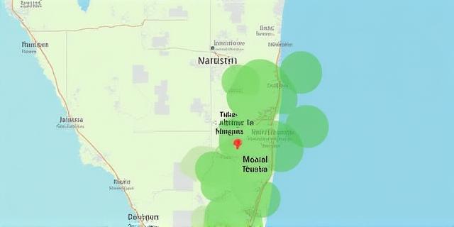 Map showing Tropical Landscaping service area in Jupiter FL